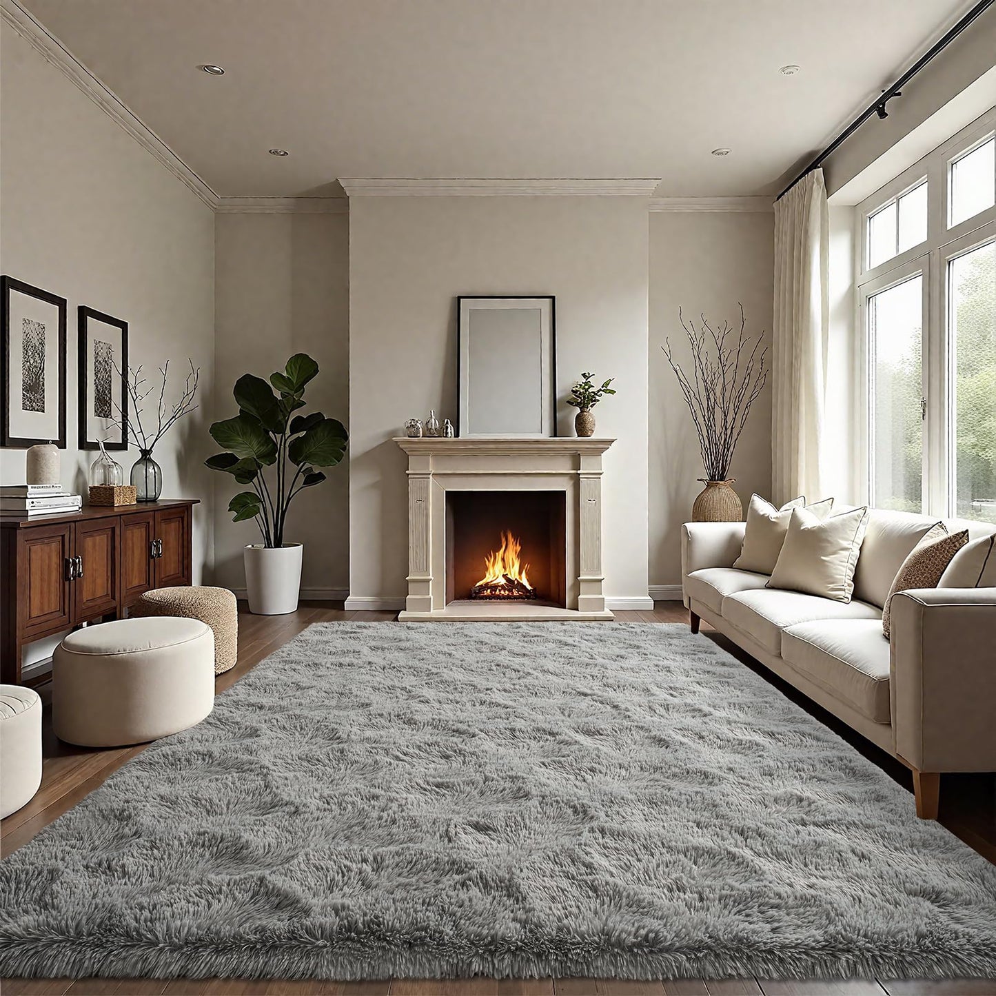 LOCHAS Ultra Soft Indoor Modern Area Rugs Fluffy Living Room Carpets for Children Bedroom Home Decor Nursery Rug 3x5 Feet, Grey