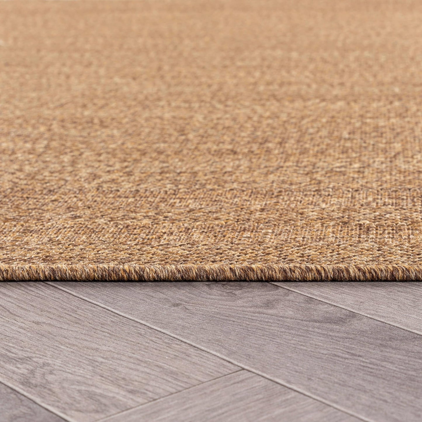 Rugshop Border Stripe Indoor Outdoor Flat Woven Area Rug,Natural Jute-Style,Easy-Care Patio Rug for Backyard Porch Deck Balcony, 7'10" x 10' Natural/Jute