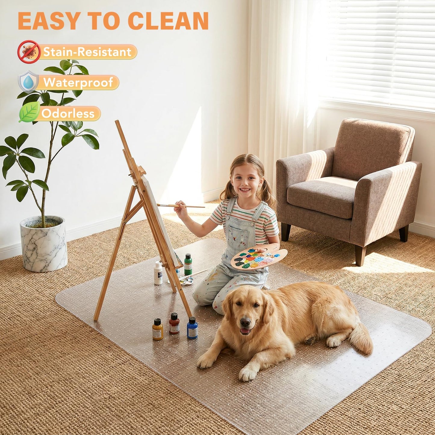Office Chair Mat for Carpet, 48" x 60" Clear Desk Chair Mat with Lip, Heavy Duty Plastic Floor Protector for Low Pile Carpet, Smooth Easy Glide Under Desk for Office or Home