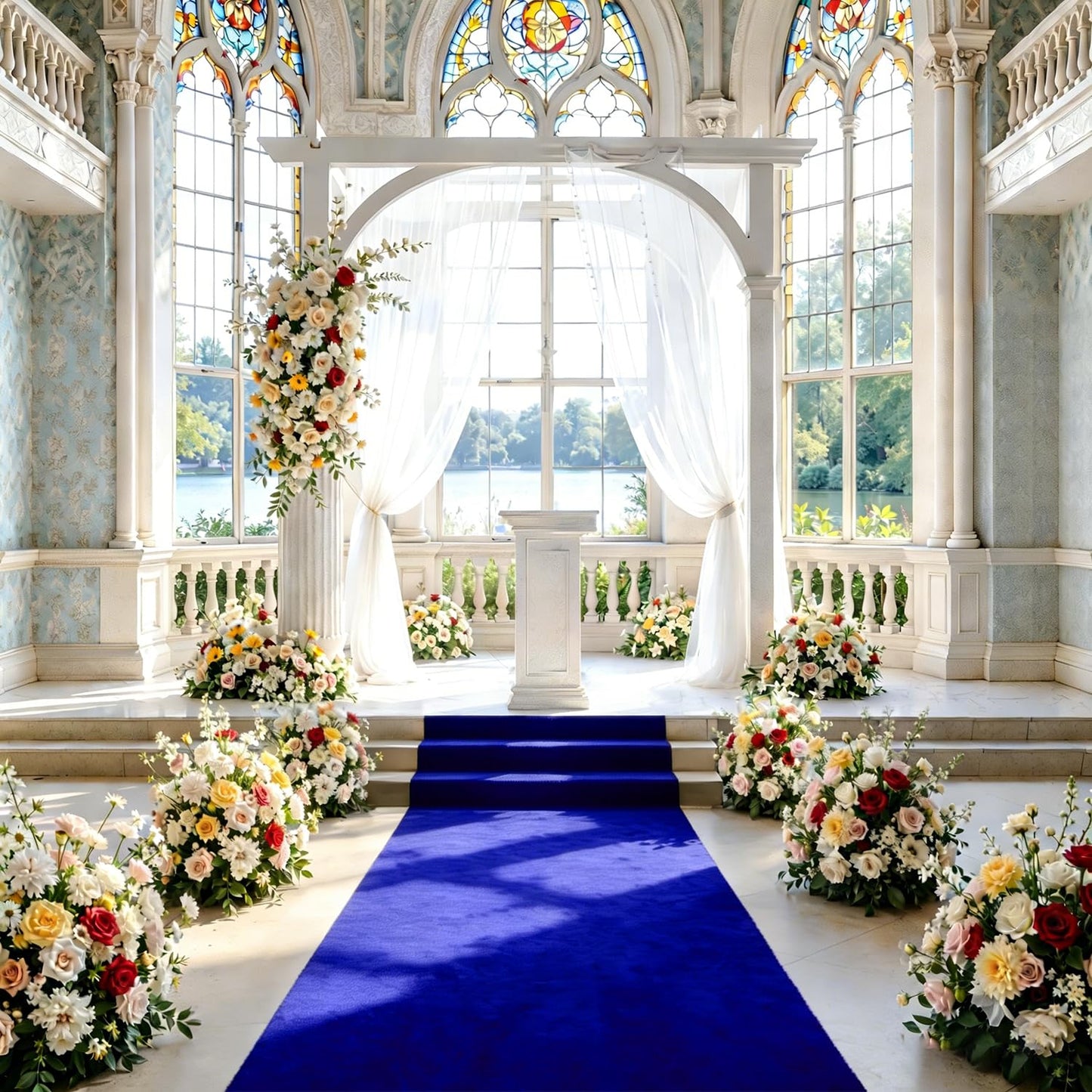 FUHSY Royal Blue Velvet Aisle Runner - 4x15FT Luxury Wedding Carpet for Indoor/Outdoor Ceremony & Party