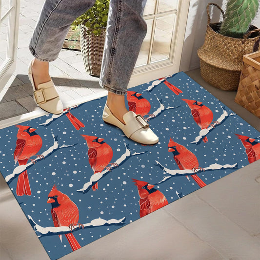 Red Cardinal Indoor Door Mat,Front Door Mat Outside Entrance,17x29.5 in,Non-Woven Fabrics Non Slip Floor Doormat,Welcome Mats Entryway Rug Doormats for Kitchen Bedroom Living Room Decor Gifts