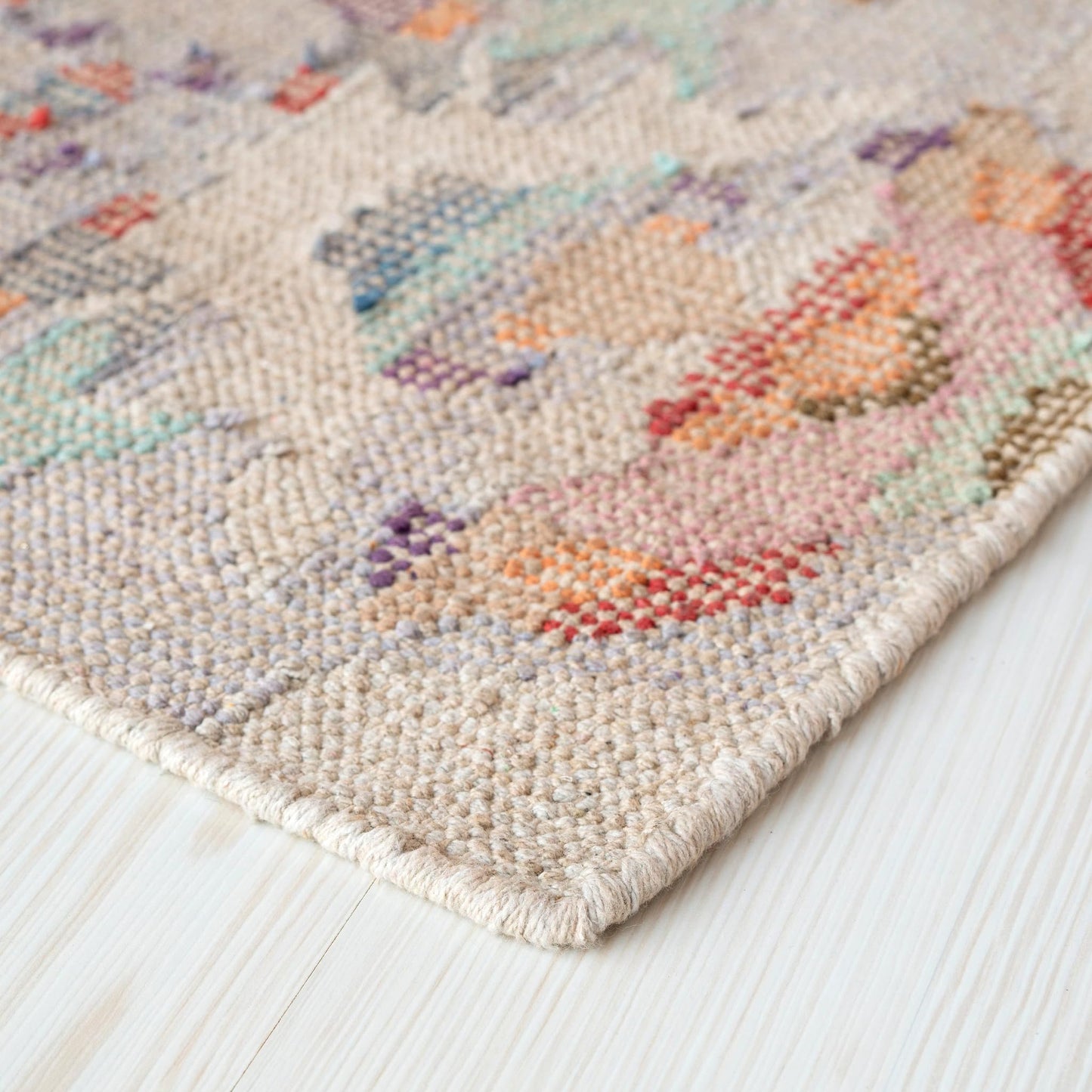Dash & Albert Chapel Hill Hand Loom Knotted Cotton Rug, 8.5 X 11.5 Feet, Multicolored Geometric Pattern