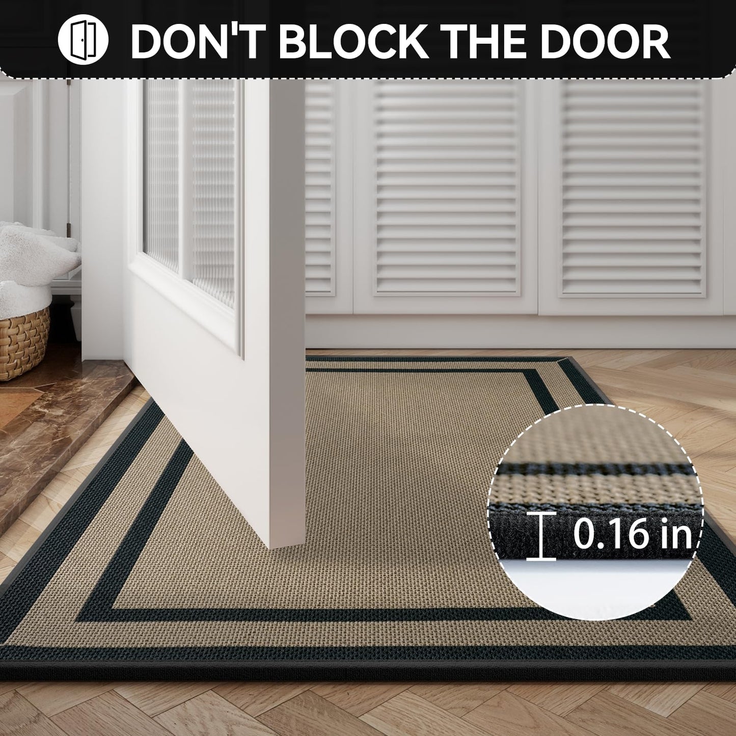 Quqei Indoor Door Mat 17"x30", Non Slip Backing Doormat Washable Entryway Rugs, Dirt Resistant and Absorbent Welcome Mat, Easy Clean, Low Profile Inside Floor Mat for Front Back Door and Entry, Brown