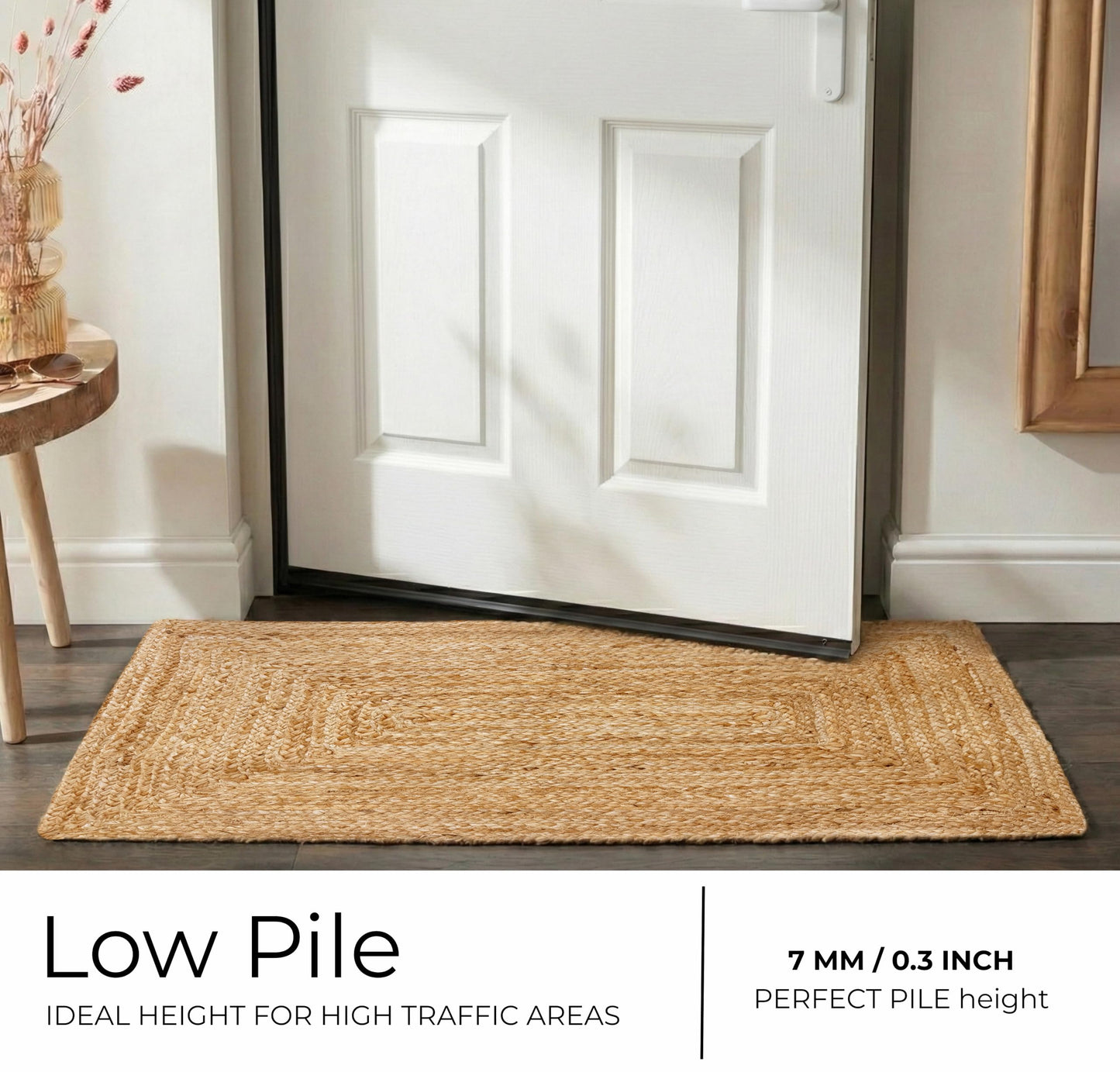 Jute Braided Small Rug, Natural - 2x3 Feet, Accent Reversible Hand Woven Doormat for Entryway, Kitchen, Living Room, Nursery | Rustic Neutral Front Door Floor Mat for Outdoor/Indoor Use - 24x36 Inches