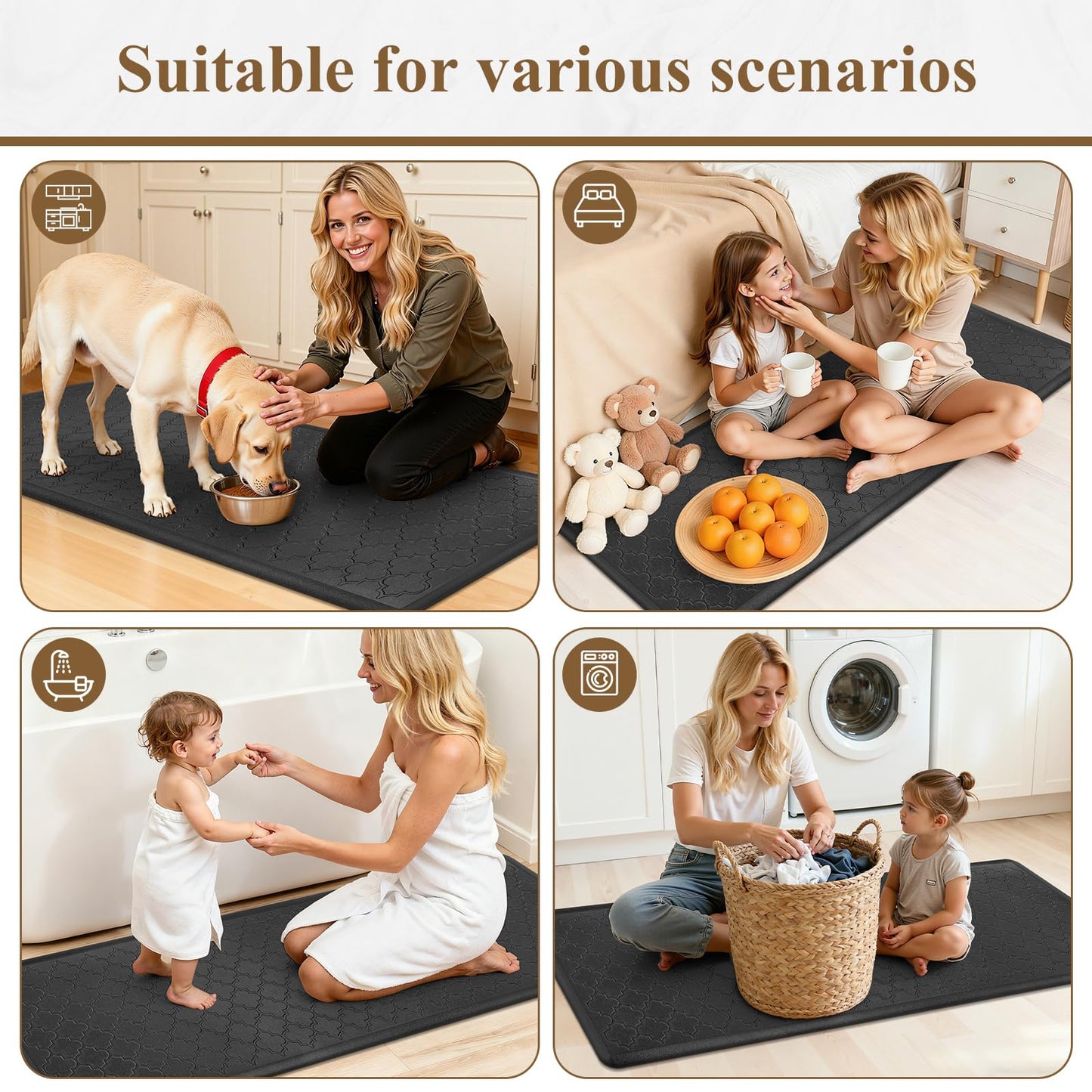 HEBE Kitchen Mat Cushioned Anti Fatigue Kitchen Floor Mat Runner 20"x60" Non Slip Kitchen Mats for Floor Waterproof Kitchen Rugs and Mats Comfort Mat for Standing Desk,Sink,Laundry