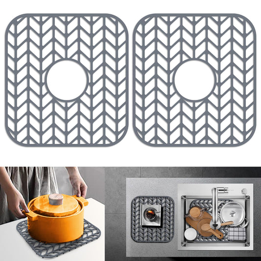JIUBAR Sink Protectors for Kitchen Sink 12"x11"Silicone Sink mat 2pcs