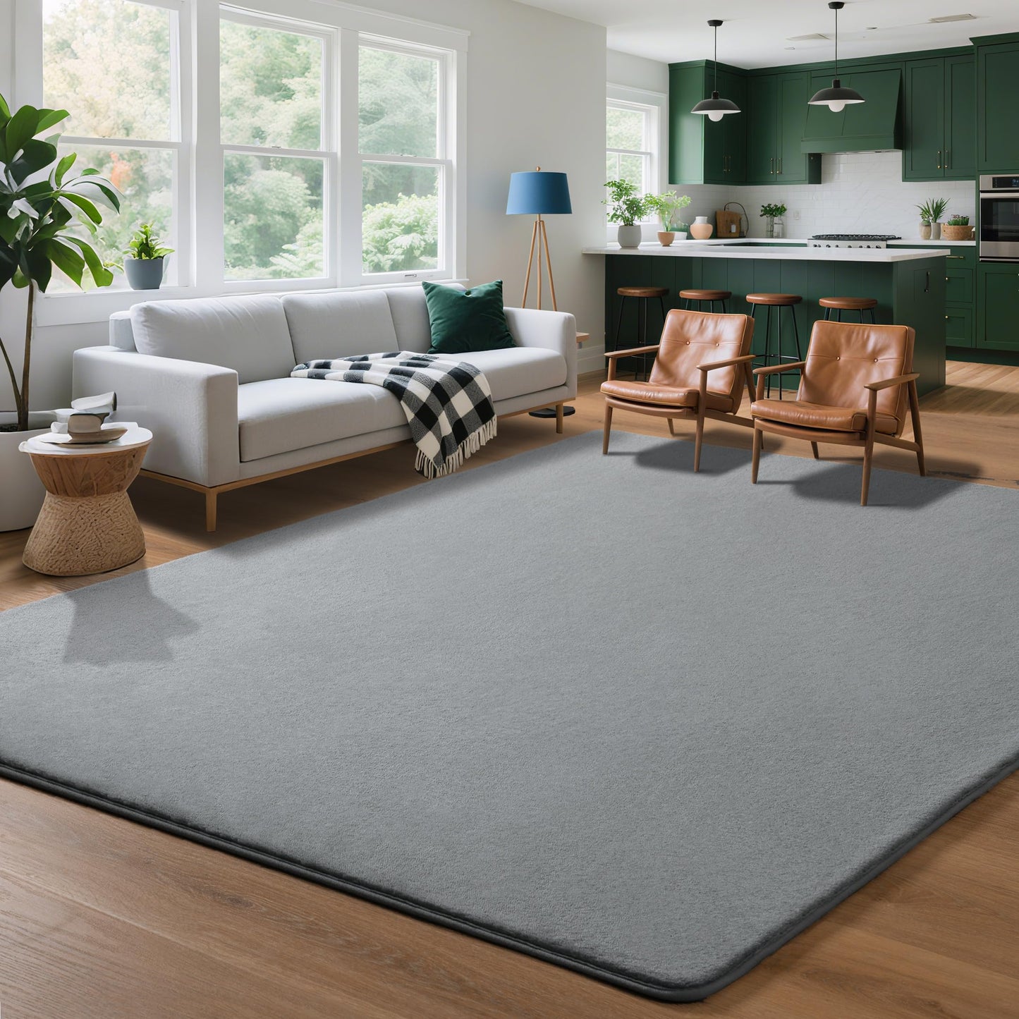 HOMORE Soft Fluffy 4x6 Grey Area Rug for Living Room, Minimalist Shaggy Rugs Memory Foam Plush Rug for Bedroom, Machine Washable Non-Slip Carpet for Nursery Classroom Kids Room