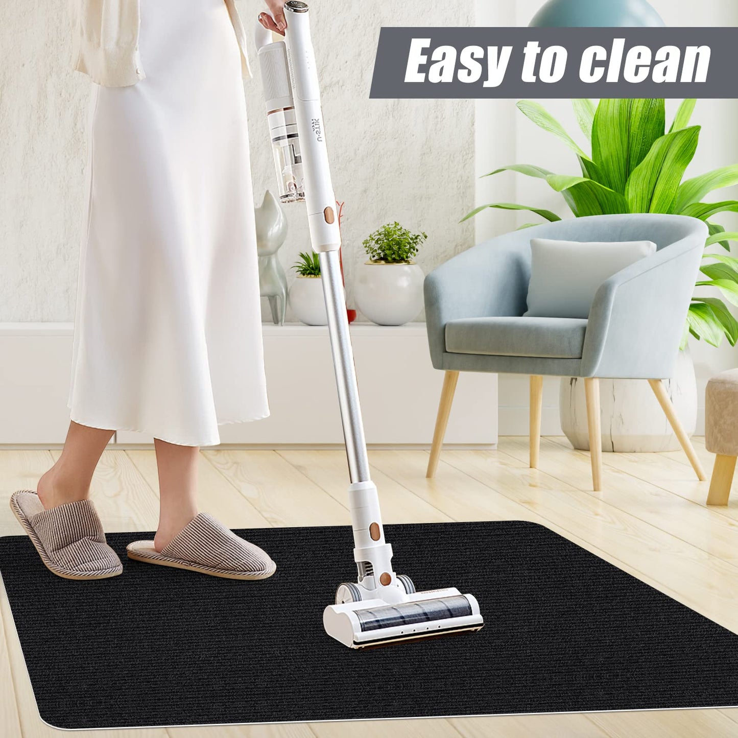 Sycoodeal Office Chair Mat for Hardwood Floor,Office Computer Gaming Chair Mat for Tile Floor,Large Floor Protector Rug,Anti-Slip,Easy to Clean,Carbon-Black (48"x55")