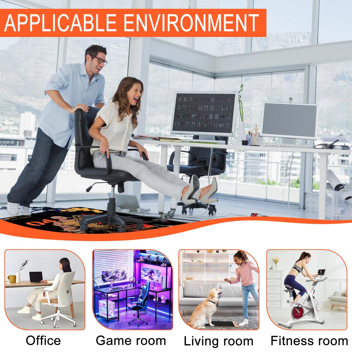 MSKGTML Office Chair Mat for Hardwood Floors, 35" x 47" for Hardwood and Tile Floors, Non-Slip Hard Floor Protector, Rolling Chair Mat, Computer Desk Chair mat, Home Office Carpet
