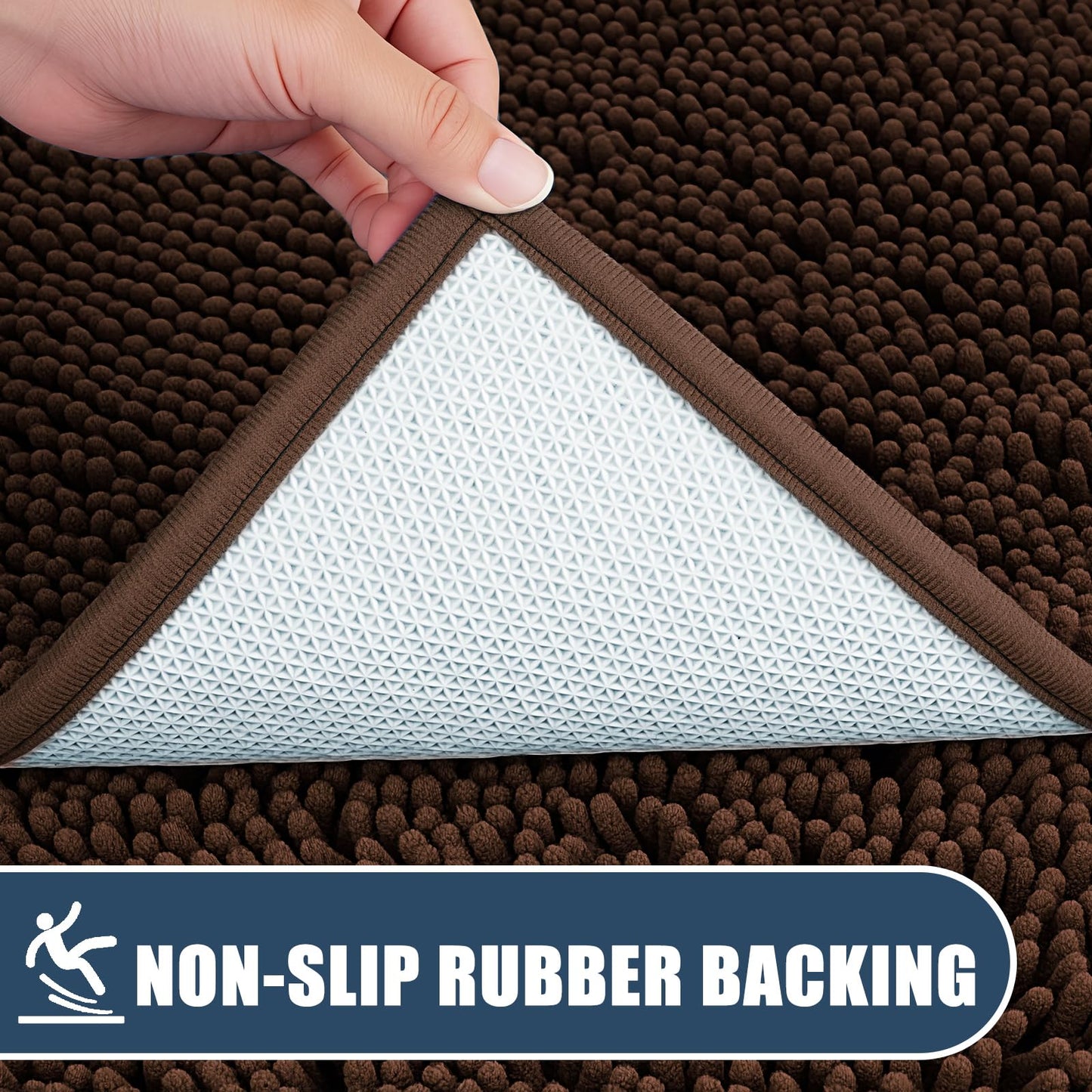 Baahrnom Bathroom Rugs Sets 3 Piece with Adjustable Toilet Seat Cover 19.5"x 18.5" Machine Washable Bath Rug Set with TPR Non Slip Rubber Backing Solid Bath Mat Set for Luxury Bathroom Decoration