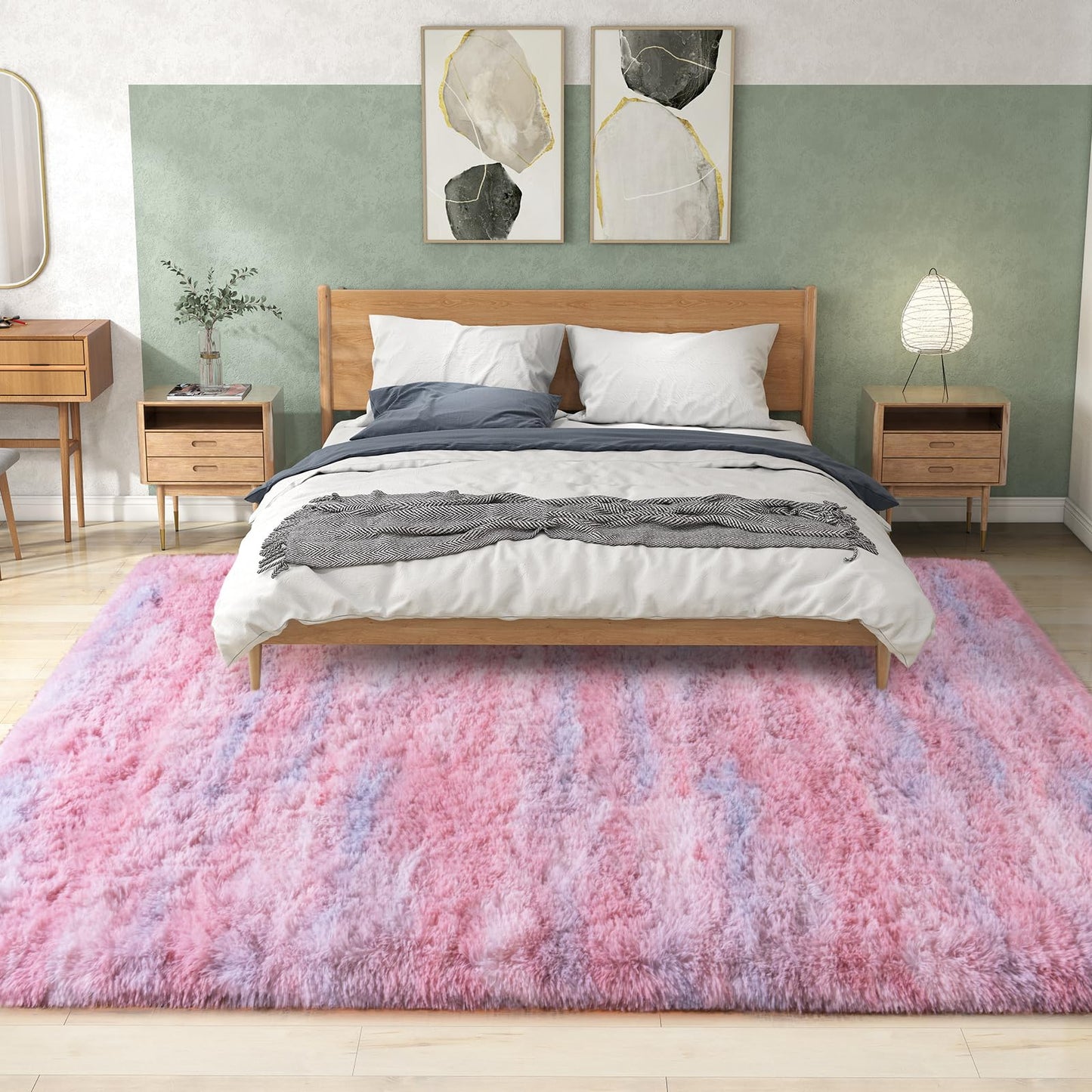 Ailyei Shag Rugs for Bedroom, 4x6 Abstract Pink Soft Fuzzy Rugs for Living Room, Fluffy Shaggy Plush Carpet Girls Kids Room Dorm Upgrade Non-Slip