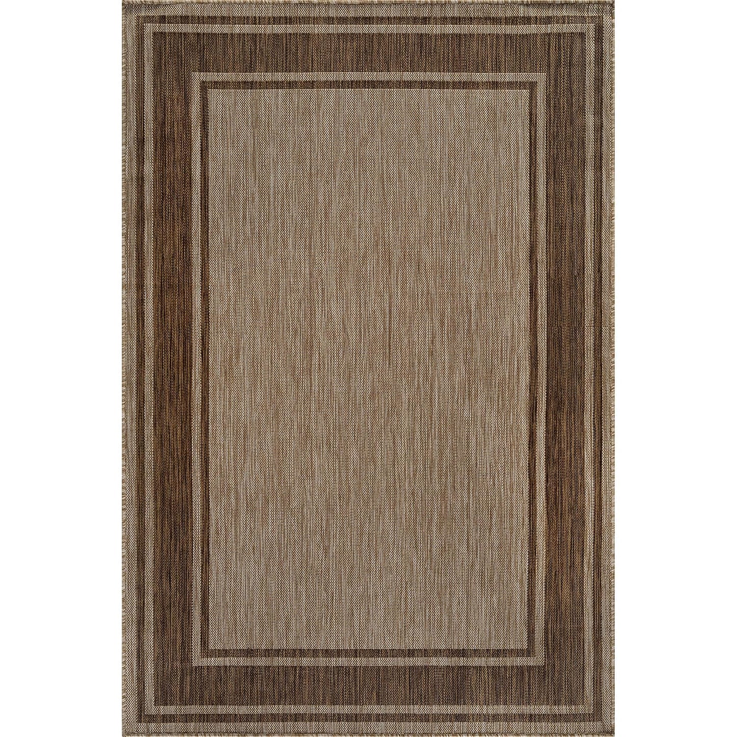Beverly Rug Outdoor Rug 5x7 Modern Bordered Area Rugs for Indoor and Outdoor Patio Deck Porch Garden Waterproof Weather Sun Resistant Washable Outside Carpet (5 x 7 Jute)