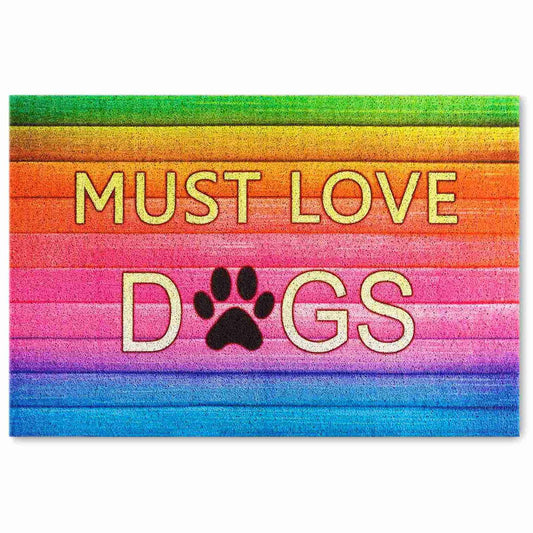 Darkyazi 23.6" x 35.4" Colorful Doormats Entrance Front Door Rug Funny Outdoors/Indoor/Bathroom/Kitchen/Bedroom/Entryway Floor Mats，Non-Slip Polyvinyl Chloride (Must Love Dogs-1)