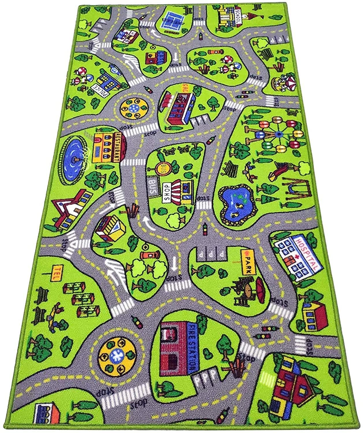 ToyVelt Carpet Playmat Kids Rug - Medium 43” x 26” Educational City Road Traffic Mat for Kids Ages 3–12 - Preschool Rug & Play Room Carpet with Skid-Proof Backing - Bedroom & Playroom