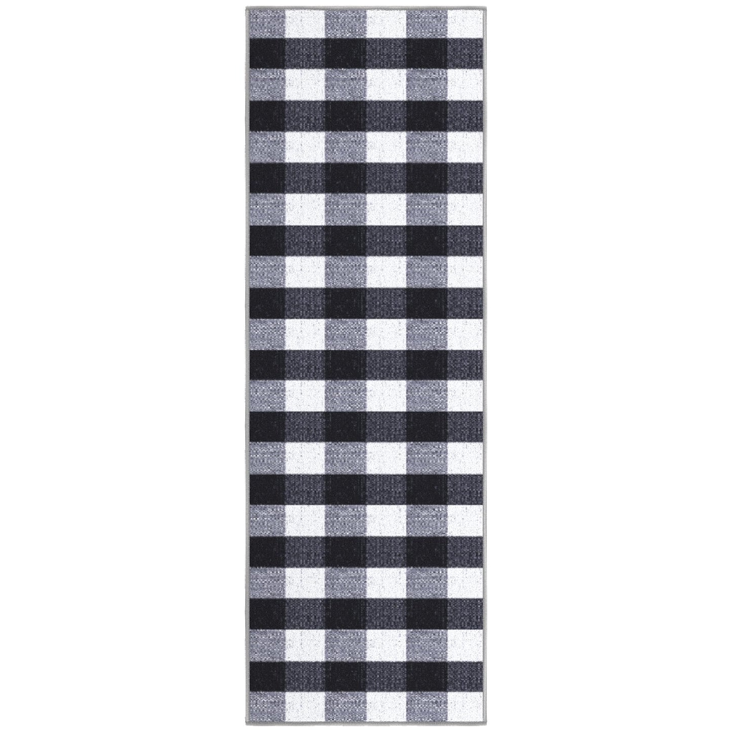 Ottomanson 20" x 53" Kitchen Runner Rug – Non Slip Stain Resistant Low Pile Kitchen Floor Mat for Sink, Laundry Room, Hallway & Bathroom, Checkered Black/White