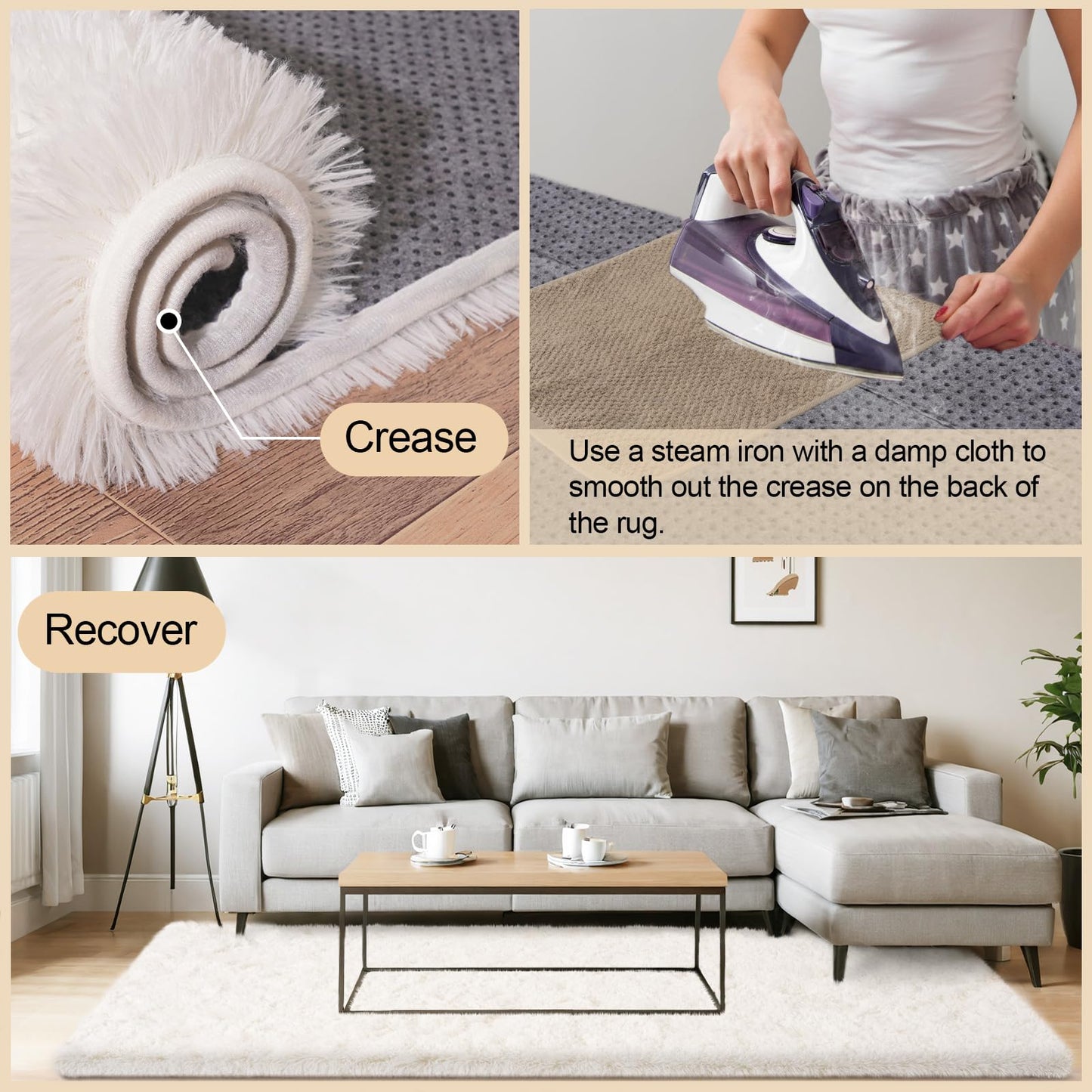 Mugorn Area Rugs 10x14 Living Room, Large Fluffy Cream White Area Rugs for Bedroom, Soft Carpet Shag Kids Room Rug, Non-Slip Fuzzy Rugs Indoor (10ft x 14ft, Cream White)