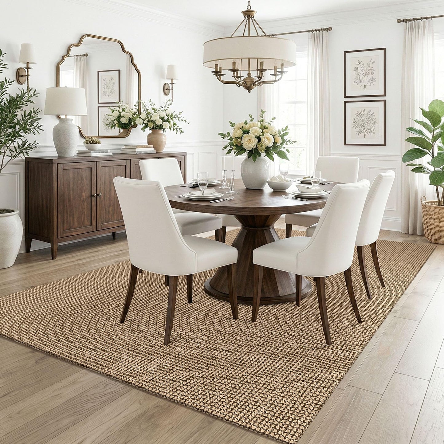 KOZYFLY Washable Area Rug 5x7 ft Rubber Backed Non Slip Rugs for Living Room Braided Cotton Bedroom Rug Woven Office Rugs Indoor Floor Carpets for Dining Bedroom Living Room, Orange Beige/Tan/Brown