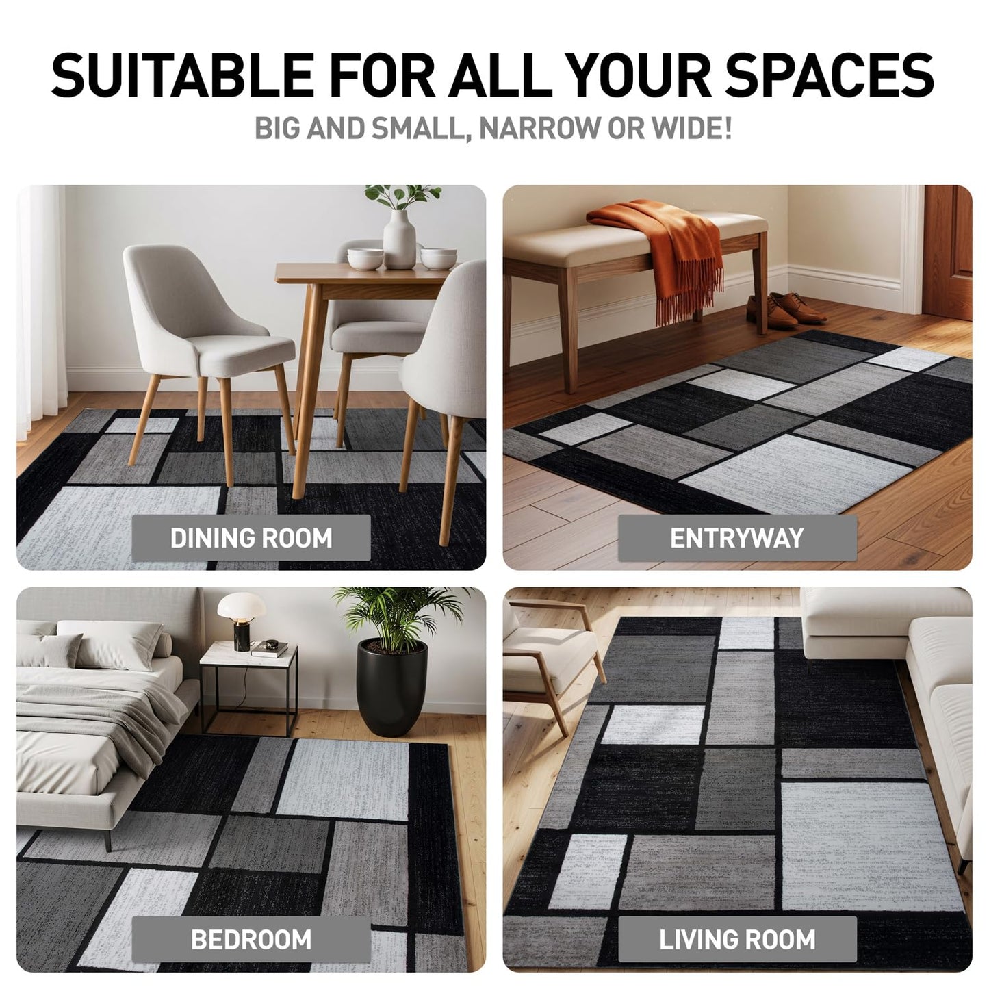 Rugshop Contemporary Modern Boxes for Home Office,Living Room,Bedroom,Kitchen Non Shedding Area Rug 6' 6" Gray (6' 6" Diameter)