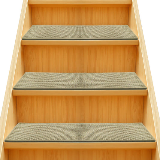Stair Treads for Wooden Steps,Washable Peel and Stick Stair Tread Covers,Reusable Carpet Stair Treads Runner Rugs for Kids/Elders/Pets (Khaki, 4Pack 8"X30")