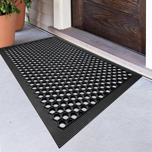 BEHERO Rubber Outdoor Mat, 36 x 24 inches Anti Fatigue Rubber Floor Mats, Non-Slip Front Door Mats Entrance, Heavy Duty Pool Mat Outside for Entryway