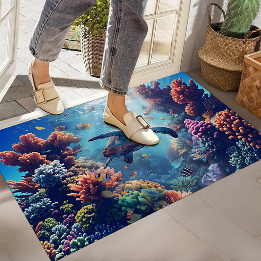 Sea Turtle Indoor Door Mat,Front Door Mat Outside Entrance,17x29.5 in,Non-Woven Fabrics Non Slip Floor Doormat,Welcome Mats Entryway Rug Doormats for Kitchen Bedroom Living Room Decor Gifts