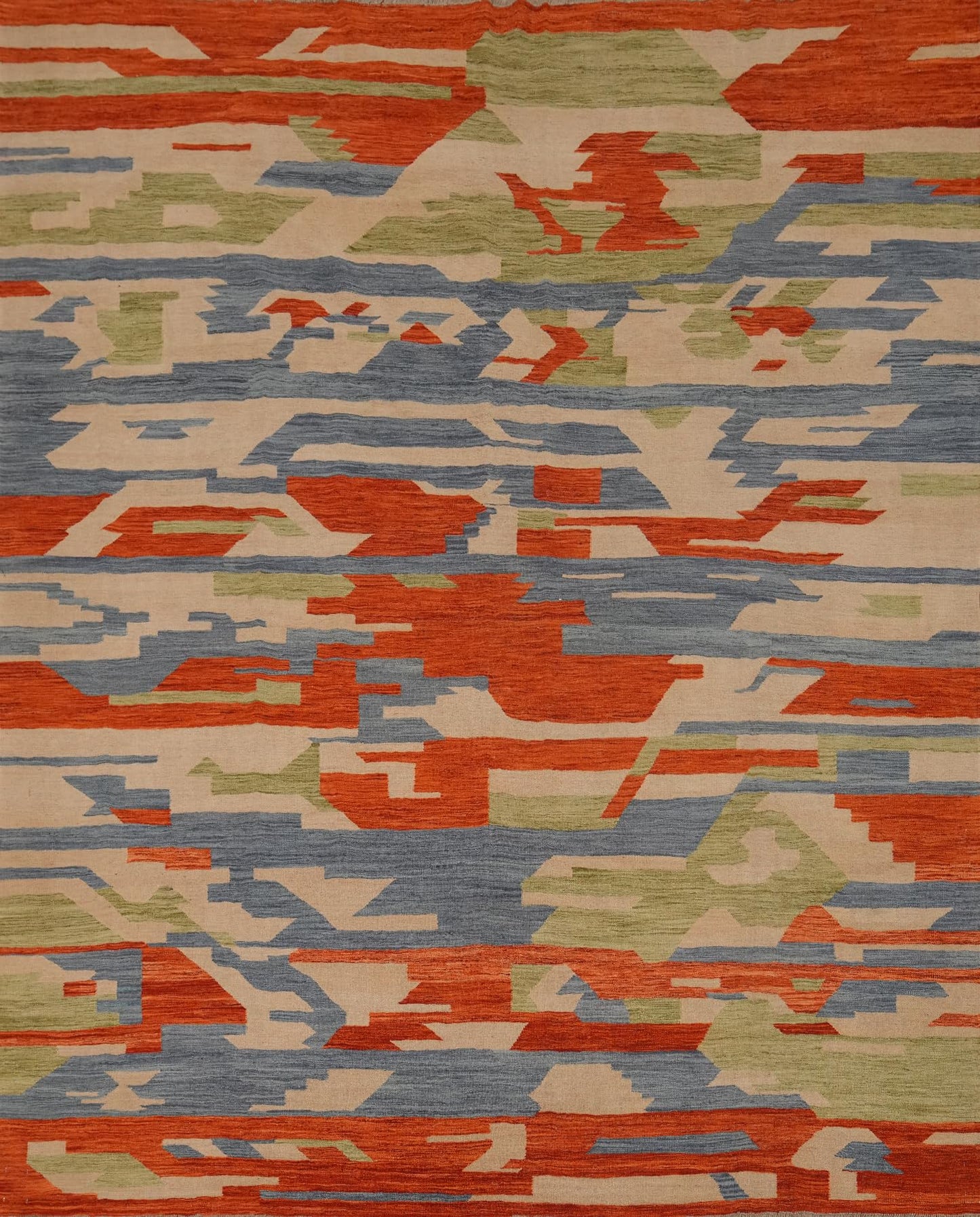Rug Source Southwestern Collection 8x10 Area Rug, Hand Woven Oranges & Rust Modern Rug, Oriental 100% Wool Carpet for Bedroom, Living Room, Dining Room