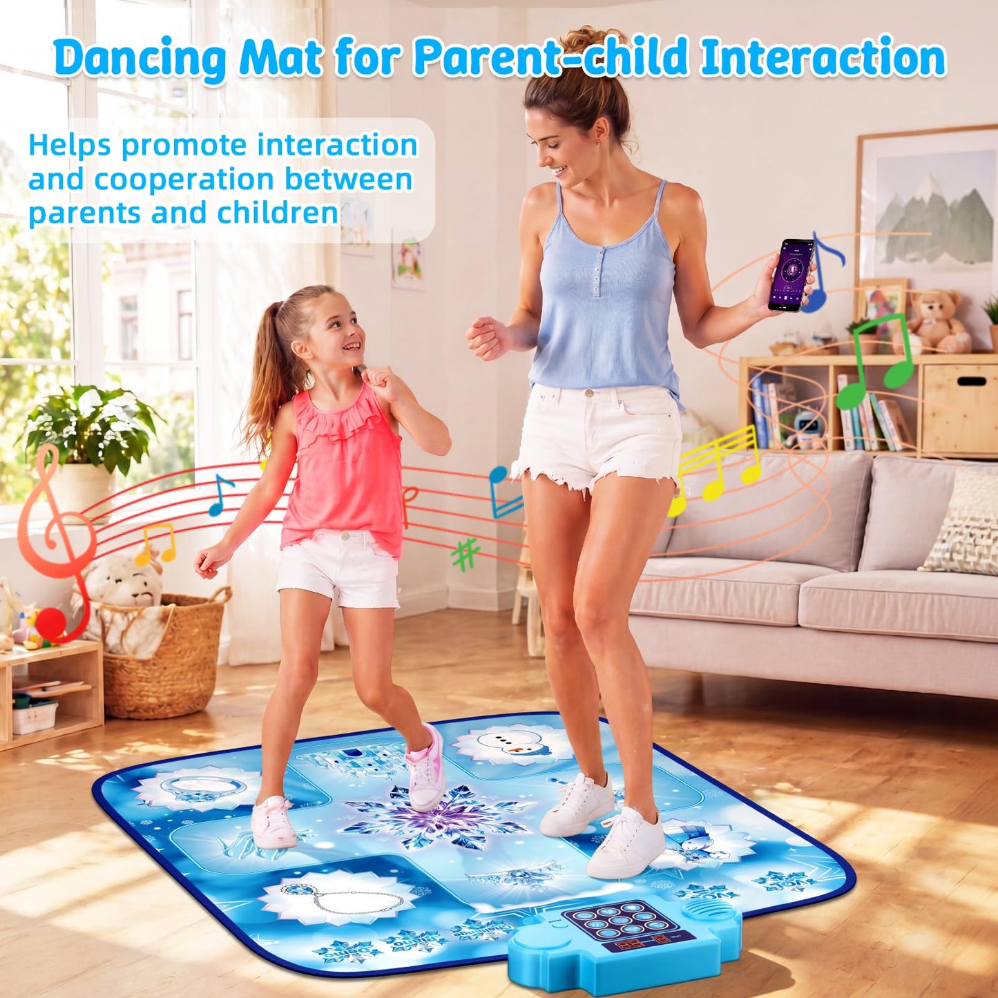 LZFYMXOK Dance Mat for Girls–Electronic Dance Game Toy Pad with 8 Challenge Levels, 3 Modes & LED Score Display, Frozen Toys for Girls Rhythm Step Play Mat, 2026 Birthday Gifts for Ages 3-12