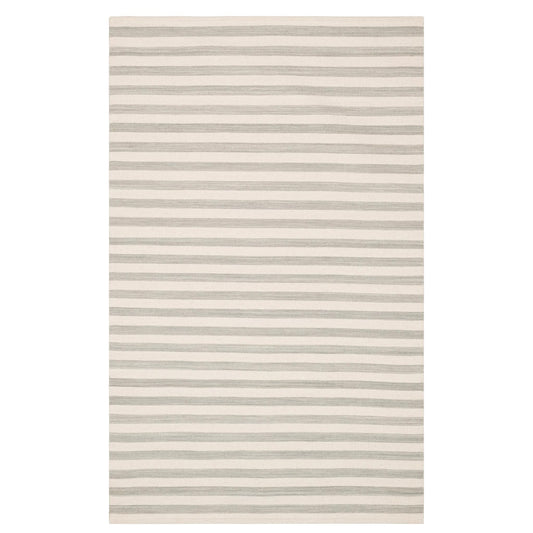 Home Conservatory Ladder Stripe Grey/Ivory Handwoven Wool 2.5 X 8 Feet, Grey/Ivory Stripe Pattern