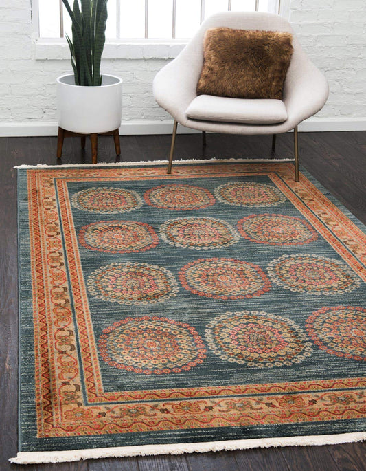 Unique Loom Fars Collection Modern Medallion Tribal Design with Natural Hues Area Rug (5' 0 x 8' 0 Rectangular, Navy Blue/ Beige)