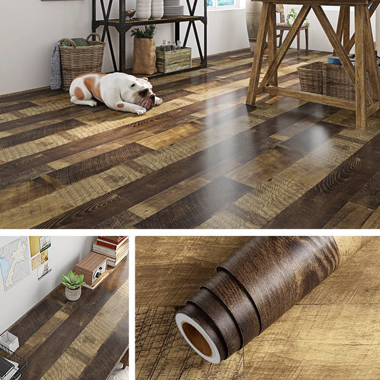 Livelynine Reclaimed Wood Vinyl Flooring Roll Waterproof Vinyl Plank Flooring Peel and Stick Wood Planks for Walls Kitchen Bathroom Floor Desk Countertop Covers Accent Wall Stick on Shiplap 15.8x78.8