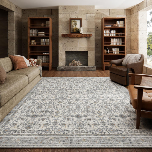 NoiFamo Washable Rugs for Living Room: 8x10 Area Rugs for Bedroom Ultra Soft Non-Slip Stain Resistant Vintage Boho Large Carpet for High-Traffic Dining Room - Farmhouse Decor