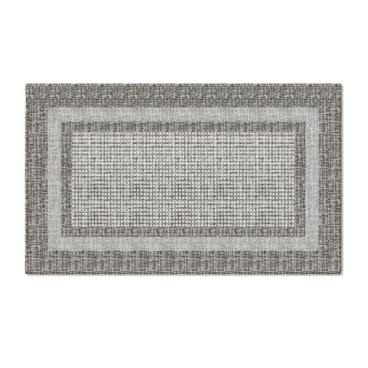 Artoid Mode Grey Rectangle Plaid Washable Doormat, Seasonal Decor Non Slip Low-Profile Absorbent Natural Rubber Back Door Mat 17x29 Inch