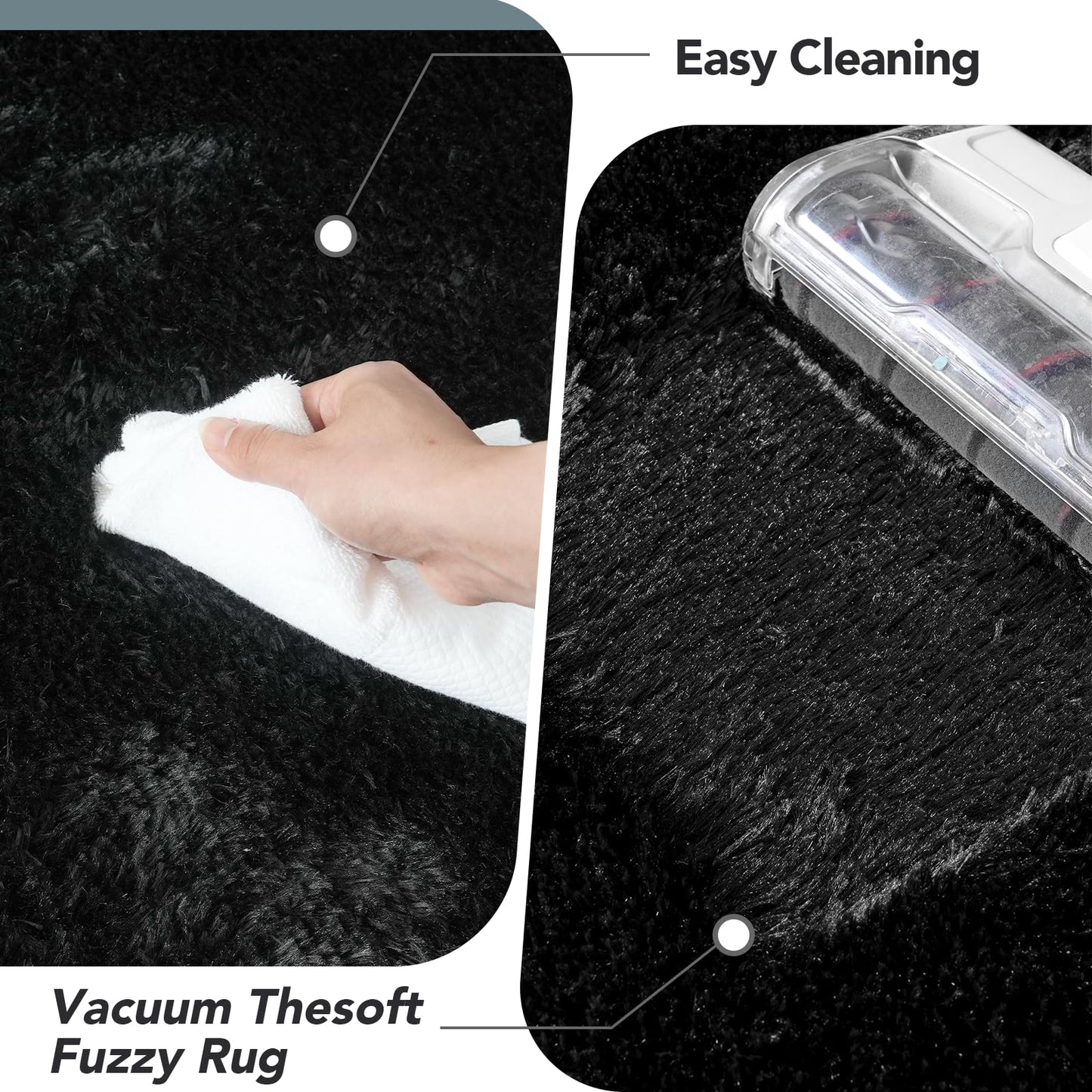 Fluffyrug Large Rugs for Living Room 10x14: Black Extra Large Area Rugs 10x14 Living Room - Black Big Area Rug