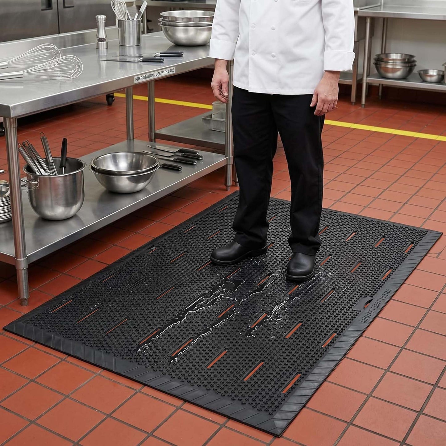 jxgzyy 47"x35" Outdoor Rubber Floor Mats, Non-Slip Commercial Restaurant Mat, Heavy Duty Kitchen Drainage Mats for Outside, Industral, Pool, Entrance, Bar, Wet Area,Oil Proof