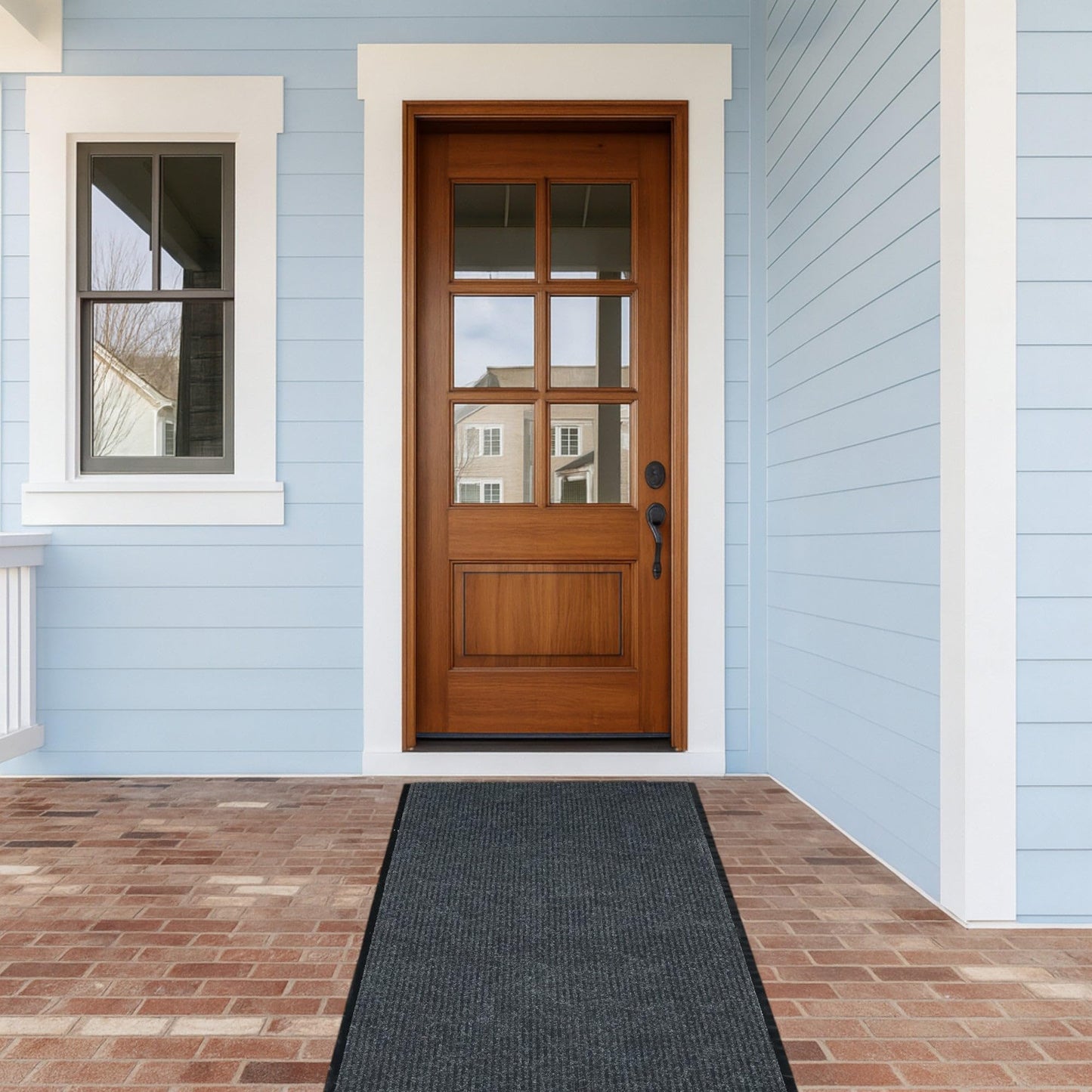 iCustomRug 4' X 10' Black - Heavy Duty Ribbed Indoor Outdoor Runner Rug, Waterproof Non‑Slip Vinyl Backing, Custom Lengths and 4 Widths for Weatherproof Entryway, Hallway, Garage, Commercial Use