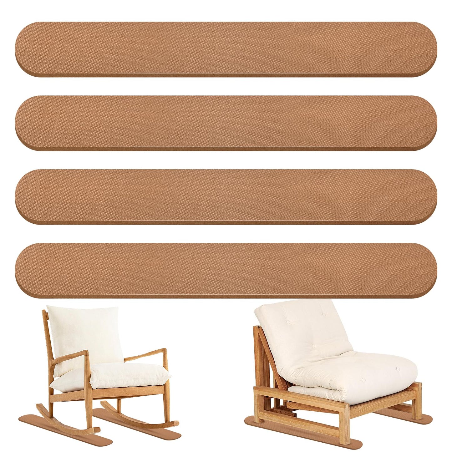 4 Pack Anti-Slip Furniture Rail Pads for Recliners,Sofa,couches. Rubber Recliner Chair Floor Protectors, Coffee Pads to Keep Furniture from Sliding for Hardwood, Carpet, Marble Floor. 30.5''x3.9''