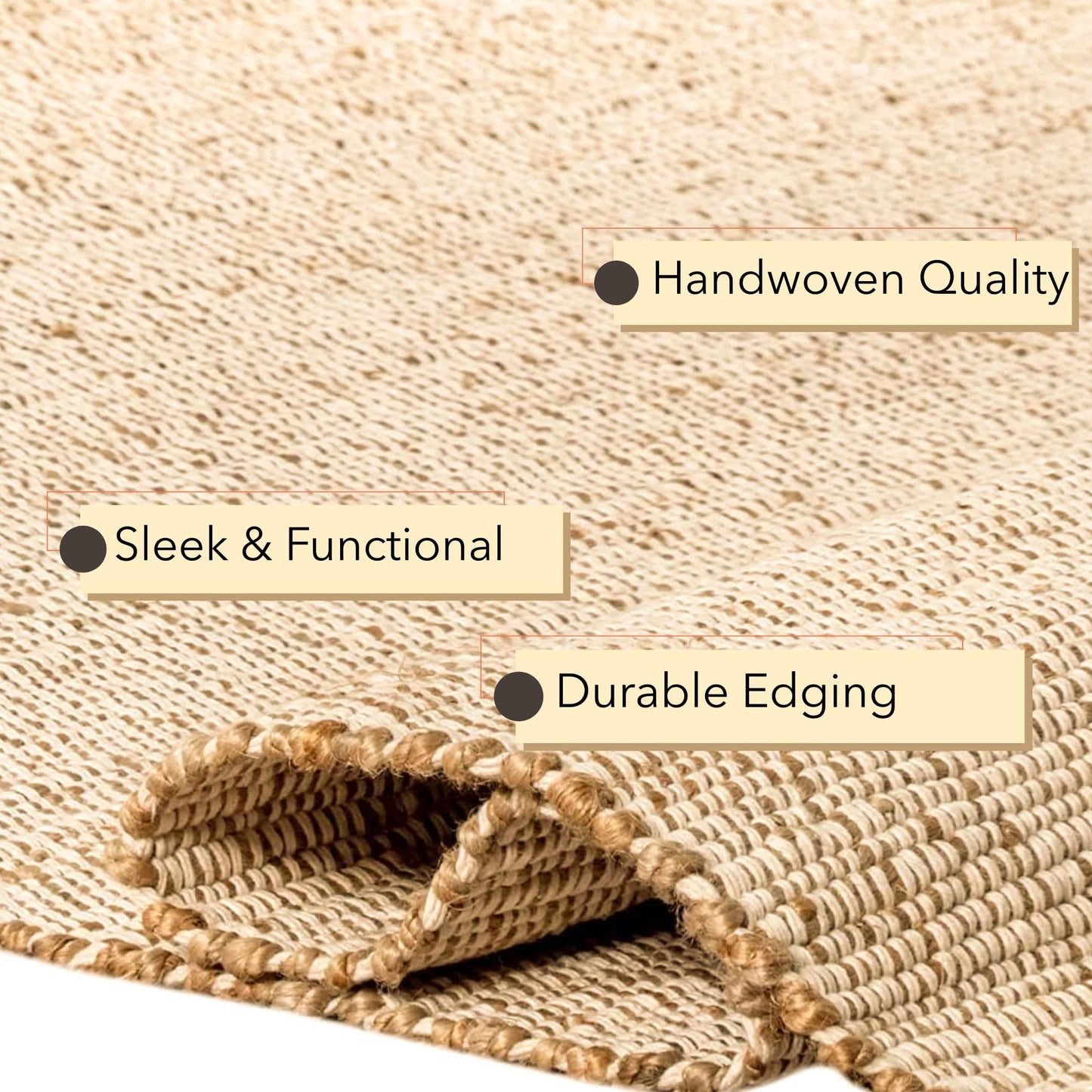 Chardin home 6x9 Jute Cotton Hand Woven Area Rug, Natural Jute Braided Boho Farmhouse Rug, Rustic Vintage Reversible Natural Fiber Rug for Living Room, Bedroom, Dining Room, Office, or Entryway.