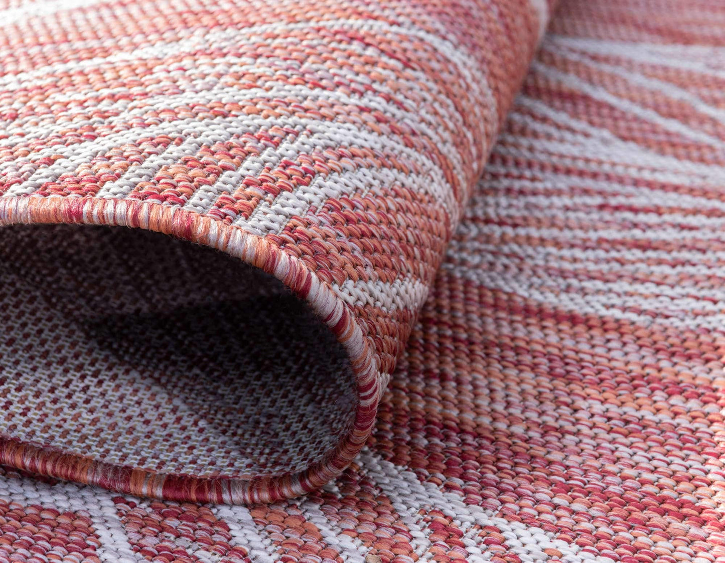 Unique Loom Outdoor Botanical Collection Area Rug - Leaf (8' x 11' 4" Rectangle, Rust Red/ Gray)