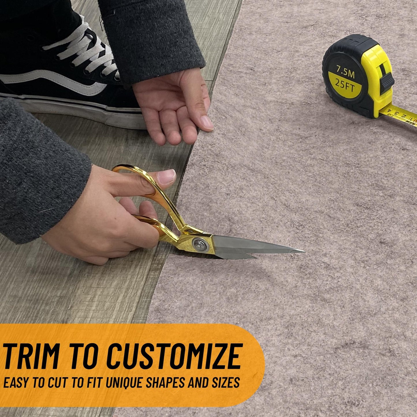 Ottomanson 3' x 7' Non-Slip Rug Pad Gripper 1/4 Inch Thick Dual Surface Felt + Rubber Gripper - Safe for All Floors, Brown