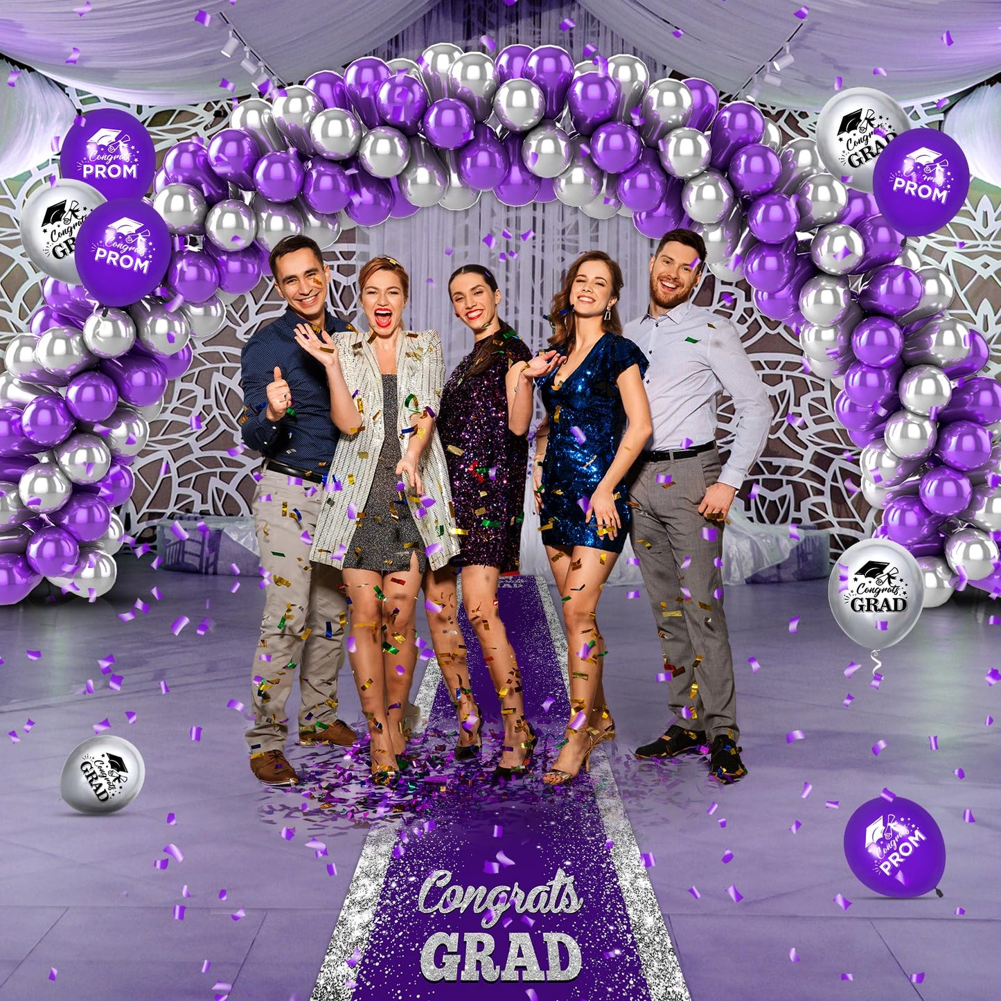 Purple Carpet Runner for Party, 10 x 2.6ft, Purple Graduation Prom Decorations Polyester Fabric Runway Rug for Prom Party Decor Aisle Runner for High School College Scholar Graduation Ceremony