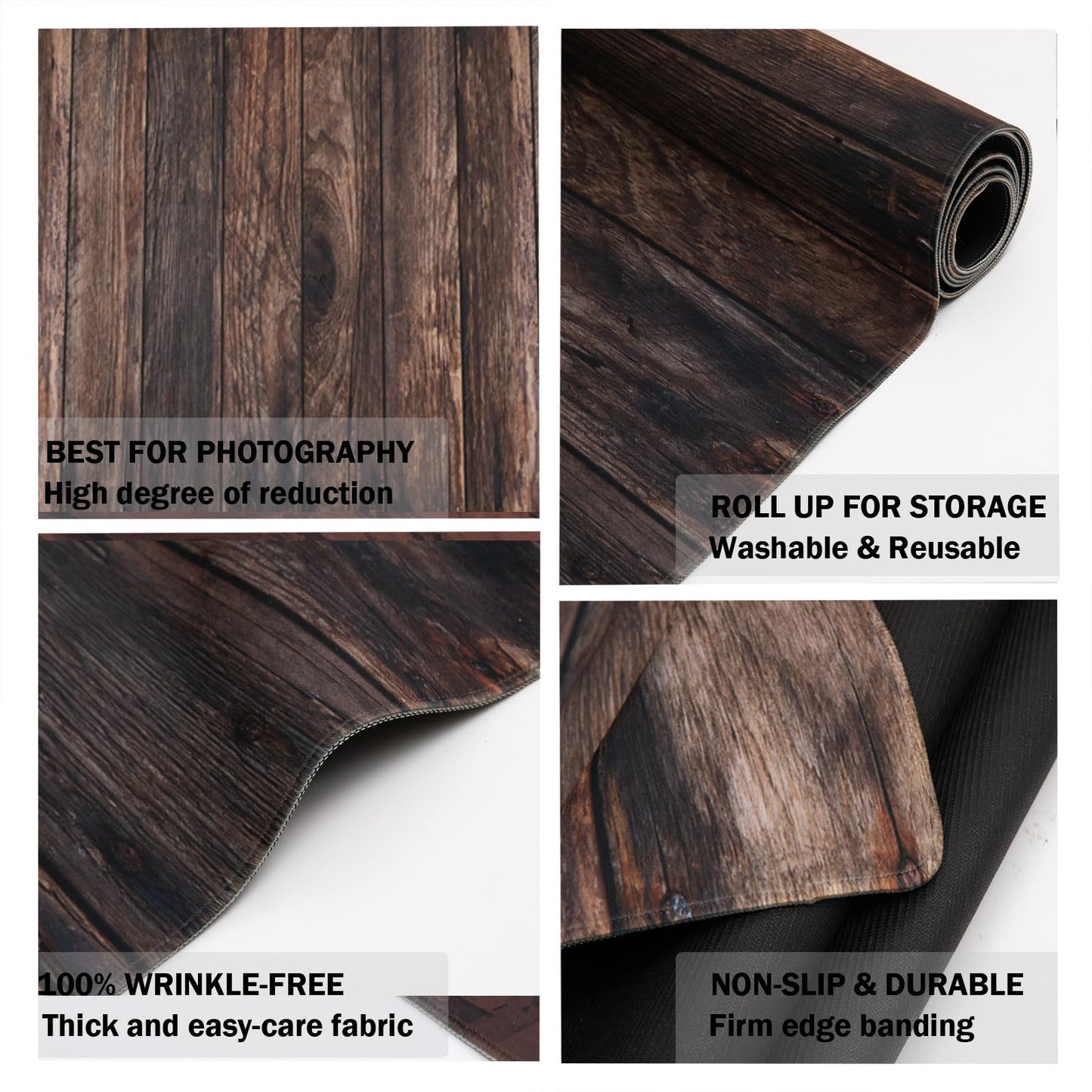 Kate Dark Brown Wood Texture Floor Drop Backdrop Photography Floor Mat Rubber Flooring Mat for Photo Studio Prop Background 5x4ft