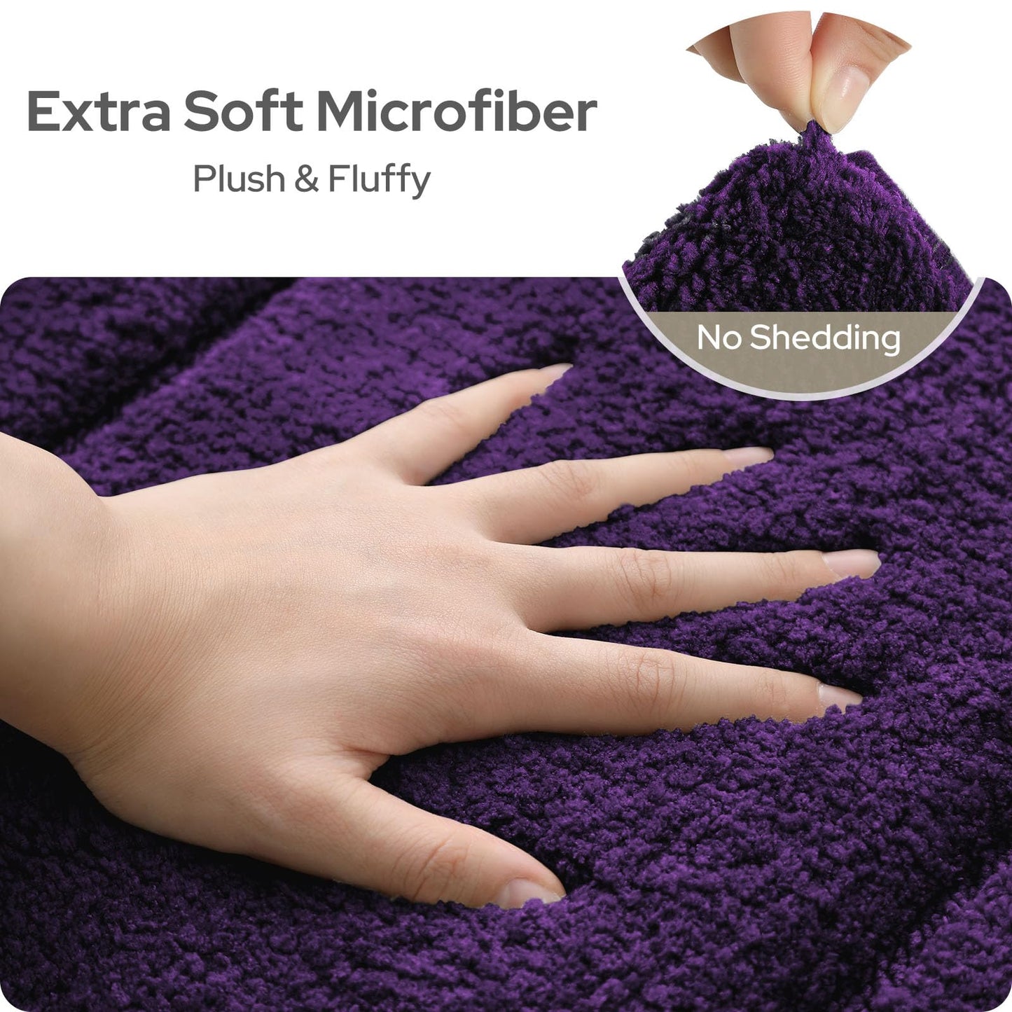 HOMEIDEAS Bathroom Rugs Sets 2 Piece, Extra Soft and Absorbent Microfiber Plush Bath Mat with Non Slip Backing(Purple)