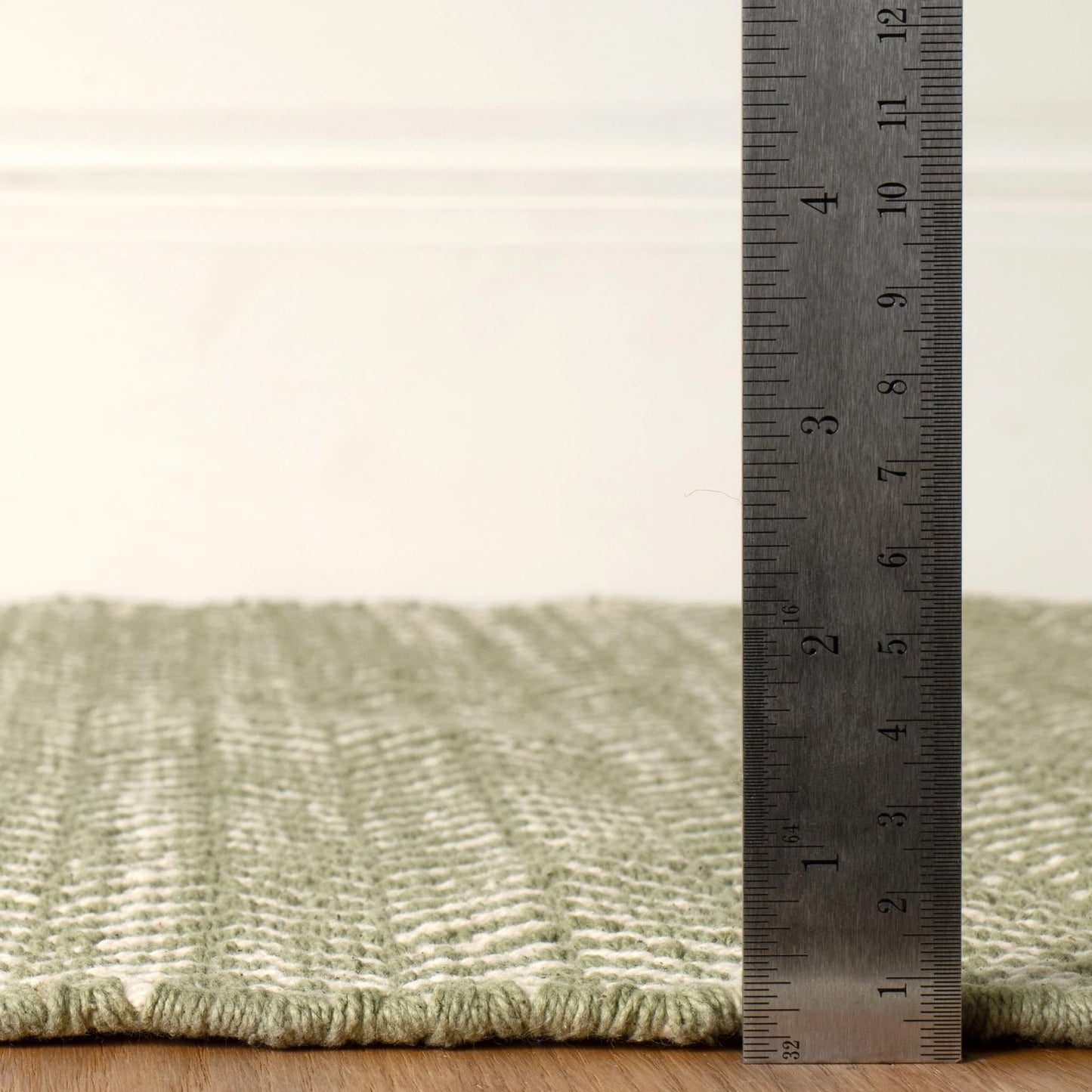 Dash & Albert Herringbone Sage Handwoven Cotton Rug, Runner-2.5 X 8 Feet, Green Geometric Pattern - Premium Luxury Hotel Quality Soft Breathable Hypoallergenic Machine Washable Easy Care All