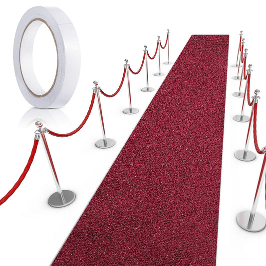 Tatuo Carpet Runner 2.46 x 16.4 Feet Runway Rug 55 GSM Thickness with Carpet Tape for Prom Wedding Outdoor Indoor Hallway Film Festival Party Rug(Dark Wine Red)