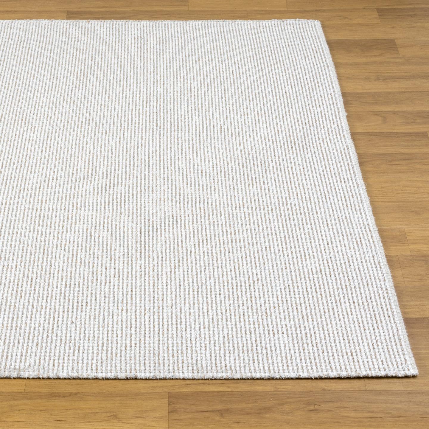 LUXE WEAVERS Machine Woven Two-Tone Beige White 2x3 Area Rug, Indoor Stain-Resistant Fringed Carpet