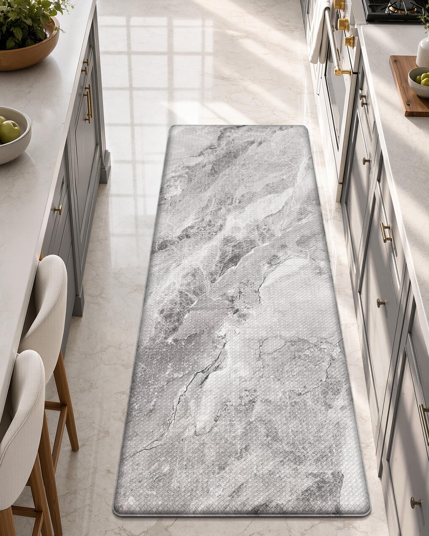 Color&Geometry Marble Kitchen Mats for Floor 24x59, Non Slip Wide Kitchen Runner Rug, Easy Clean, Oil & Water Resistant, Anti Fatigue Foam Standing Mat for Sink, Laundry, Office, Grey