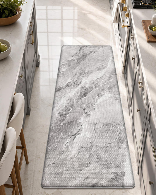 Color&Geometry Marble Kitchen Mats for Floor 24x59, Non Slip Wide Kitchen Runner Rug, Easy Clean, Oil & Water Resistant, Anti Fatigue Foam Standing Mat for Sink, Laundry, Office, Grey