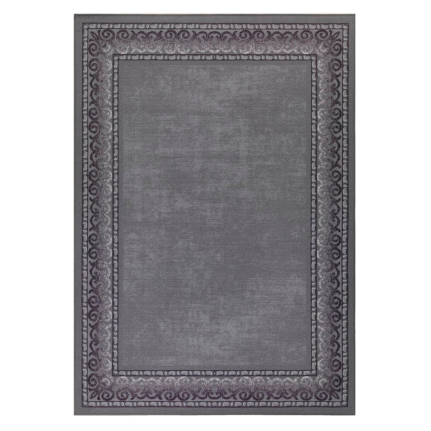Antep Rugs Alfombras Bordered Modern 8x10 Non-Slip (Non-Skid) Low Pile Rubber Backing Indoor Area Rug (Gray, 7'10" x 10')
