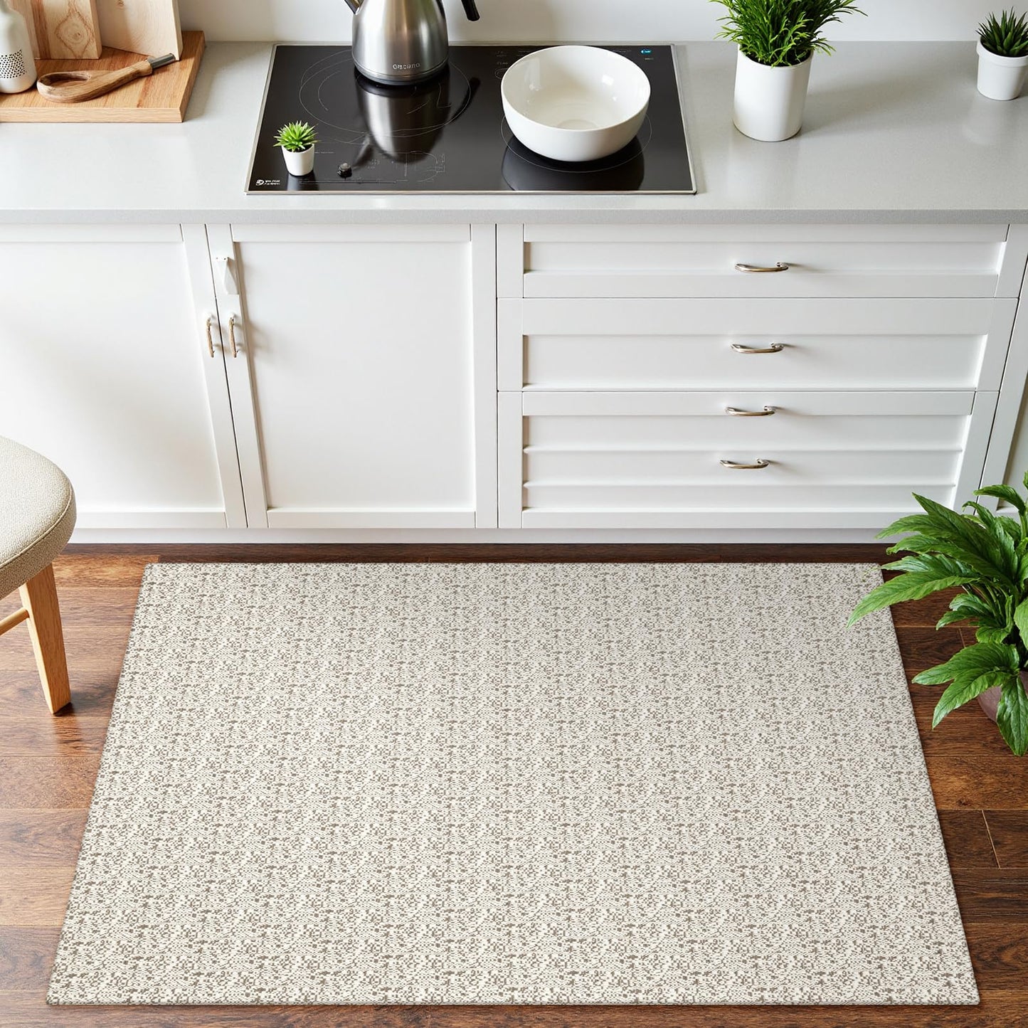 Collive Washable 2x3 Small Bathroom Rugs, Cotton Woven Rug for Entryway Tan Non Slip Indoor Doormat, Farmhouse Kitchen Carpets Boho Throw Rugs for Bedroom Entrance Front Door