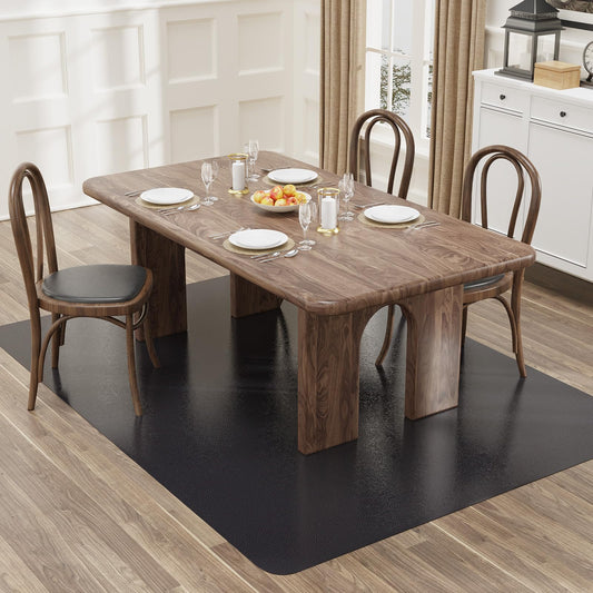 BelleCosy 5'×7' Black Floor Mat for Under Dining Room Table, No Scratch Durable Plastic Area Rug for Kitchen, Waterproof Easy Flat Floor Protector for High Traffic Area